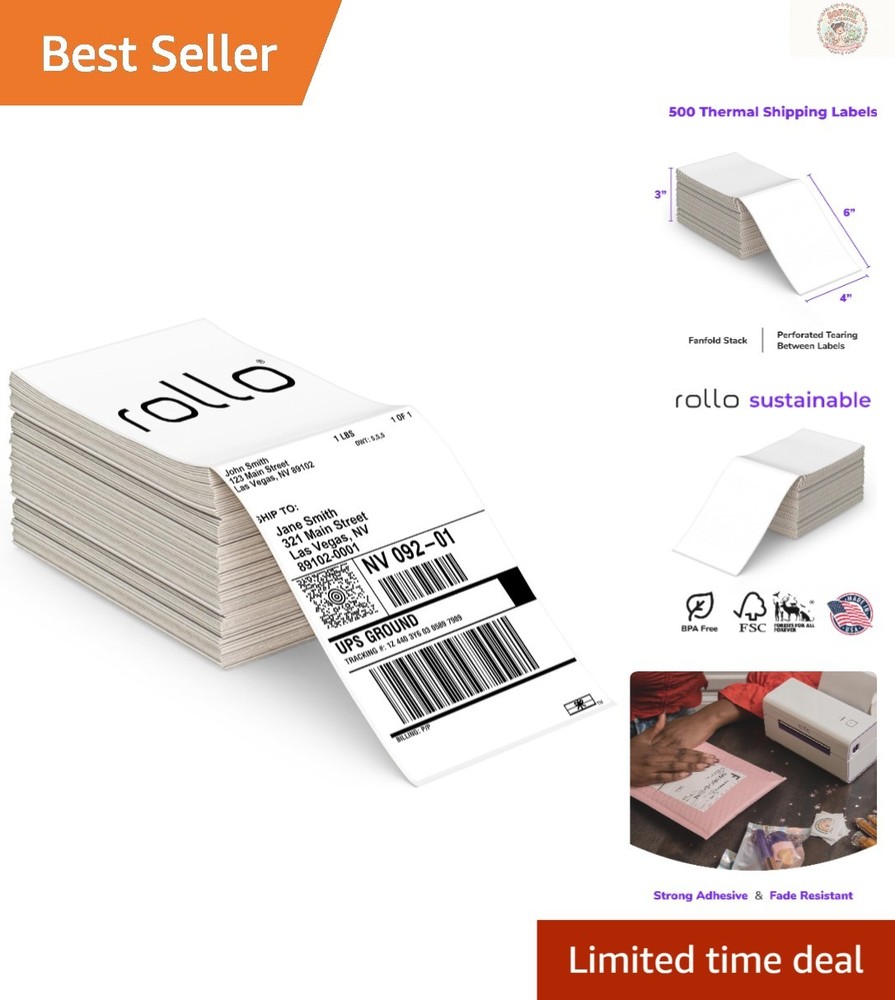 500-Pack 4×6 Direct Thermal Shipping Labels – Strong Adhesive and Eco-Friendly