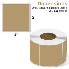 Square Thermal Label Sticker, 2″x2″ Self-Adhesive Square Direct Thermal Label…