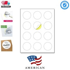 2″ Round Matte White Sticker Label, Laser/Inkjet Printing – Letter Size, 30 S…