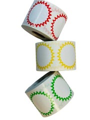Direct Thermal Zebra 2″ Starburst Labels Red, Yellow, Green Border 1500 Total