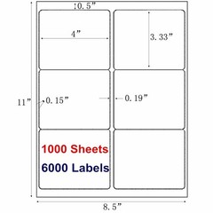 3 1/3″ x 4″ 1200 Address Shipping Mailing Label Self Adhesive 6 Per Sheet Laser