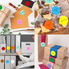 1.5″ round Colored Removable Stickers Labels，Handwritten, Not Printable – White,