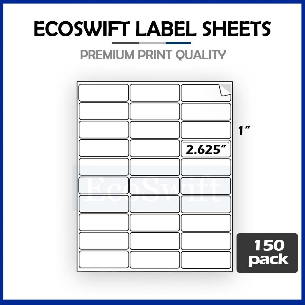 4500 2.625 x 1 EcoSwift Laser Address Shipping Adhesive Labels 30/sheet 1 x2 5/8