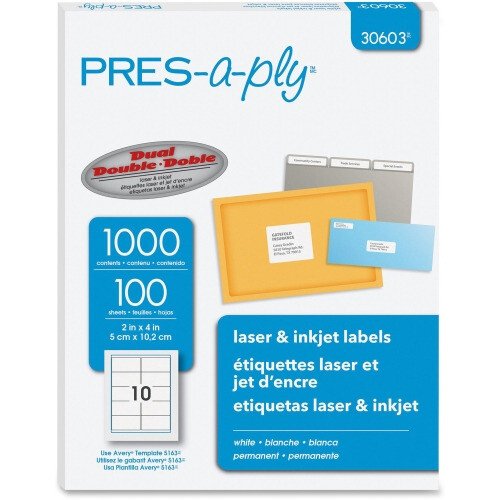 Avery 30603 Pres-A-Ply Address Label, White, 3 Packs of 1000 (30603 / MDSB-P1-3)