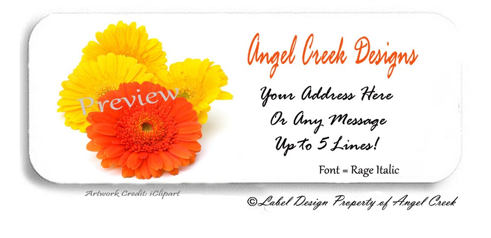 Bright Orange and Yellow Gerbera Daisies Personalized Return Address Labels