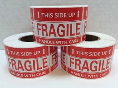 This Side Up Fragile Shipping Labels, 500 Labels Per Roll, 2″ x 3″, 3/ROLLS
