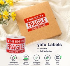3 x 5 Inch Handle with Care This Side Up 500 Permanent Adhesive Fragile Stickers