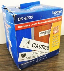 Brother DK-4205 Continuous Removable Label Tape, 2.4in x 100ft Roll, White