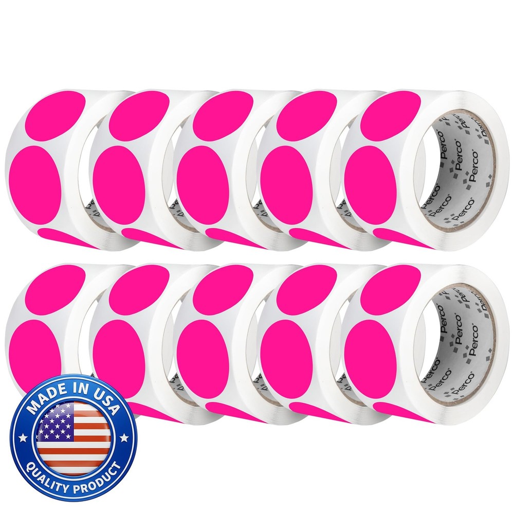 Neon Pink Perforated Round Circle Dot Sticker 2-Inch Labels — 10 Rolls, 5,000…