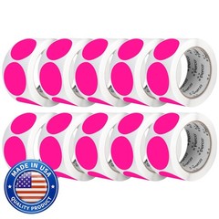 Neon Pink Perforated Round Circle Dot Sticker 2-Inch Labels — 10 Rolls, 5,000…