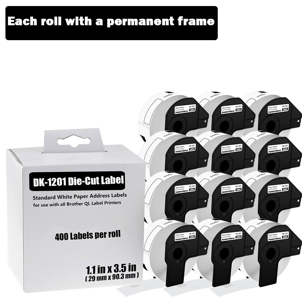 12Rolls 29mmx90mm DK-1201 Shipping Label Fit for Brother QL-1060N