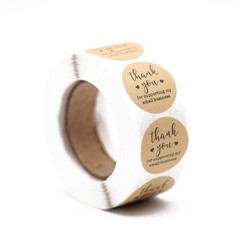 Thank You Stickers Kraft Business Roll 500 Labels 1.5 Inch Mailing Packaging