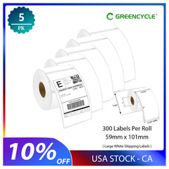 5 Rolls of 300 Large Shipping Labels for Dymo LabelWriter 450 Duo 2-5/16″ x 4″