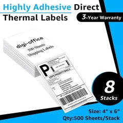 4×6 Fanfold Direct Thermal Shipping Labels 8 PK Perforated for Zebra ZP450 Rollo