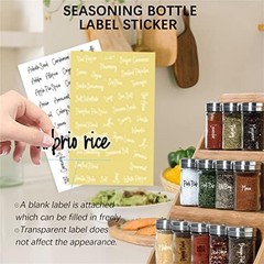 278 Pcs Clear Spice Jar Labels Preprinted Set,Waterproof Pantry Labels Stickers