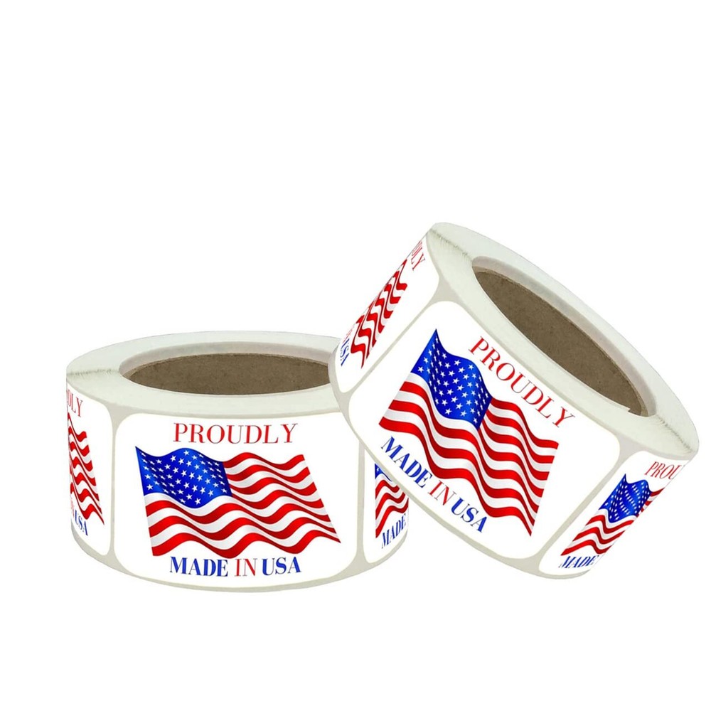 3×2 Inch Made In USA Label American Flag Stickers for Product Leveling