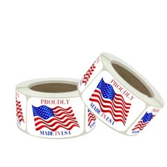 3×2 Inch Made In USA Label American Flag Stickers for Product Leveling