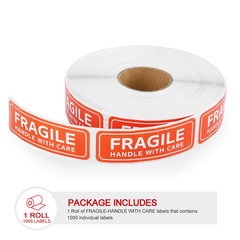 Fragile Stickers – 1″X 3″ Strong Adhesive Fragile Labels 1 Roll/1000 Labels(Hand