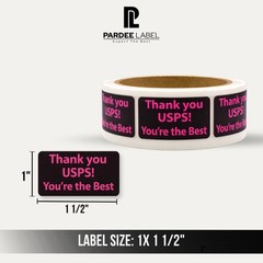 Neon Pink Thank You USPS Stickers 1″ x 1.5″ 250/Roll Labels
