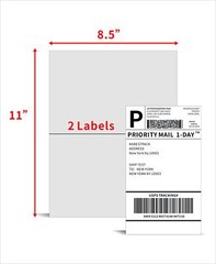 Half Sheet Shipping Labels for Laser and Inkjet Printers – 2 Per Page Self Ad…
