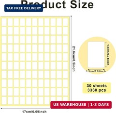 Sliverdew White Labels Stickers, 3300 Pack Small 0.5″ x 0.75″, Removable Blank L