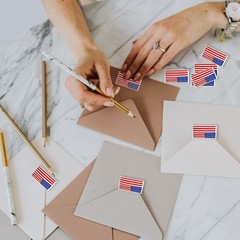 250 Small Rectangle American Flag Stickers on a Roll – American Flag Shaped S…