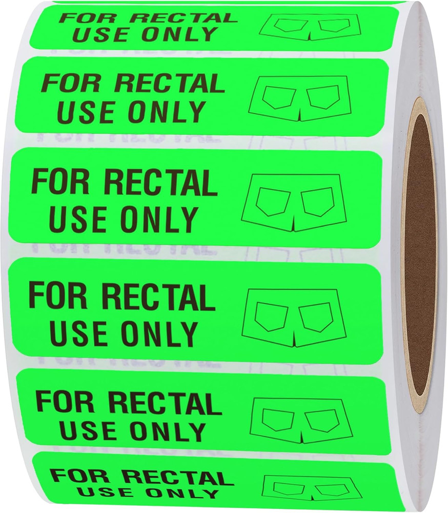 For Rectal Use Only Labels Stickers Fluorescent Green 500 Pcs Per Roll