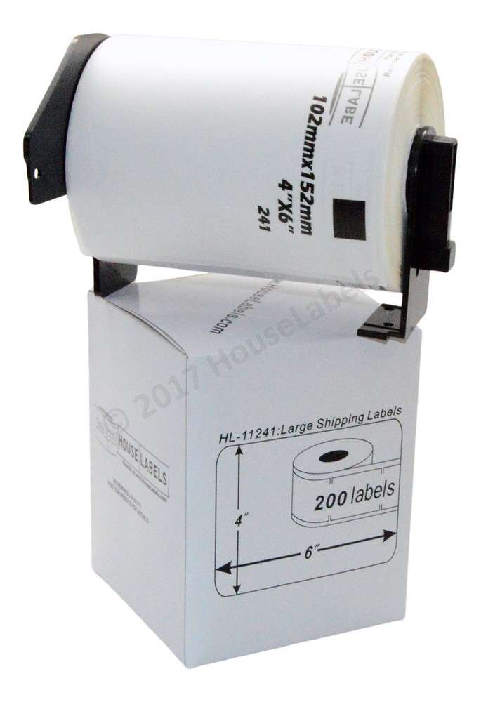 Non-OEM Fits BROTHER DK-1241 Labels (4″ x 6″) – (12) Rolls of 200 + (2) FRAMES