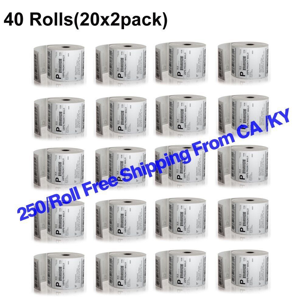 40 Rolls 250/Roll Direct Thermal Labels 4×6 For Zebra 2844 ZP450 Eltron ZP500