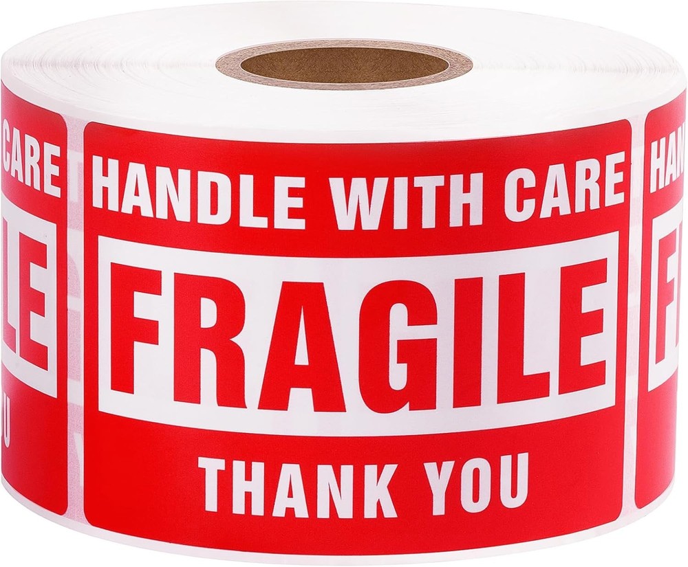 3 X 2 Inch Handle with Care 500 Fragile Stickers for Shipping Moving Glass Perma