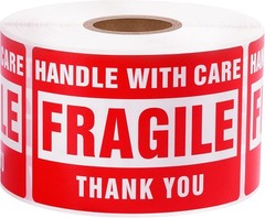 3 X 2 Inch Handle with Care 500 Fragile Stickers for Shipping Moving Glass Perma