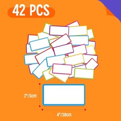 Magnetic Name Tag Labels, 42 PCS Dry Erase Reusable Neon Name Stickers Frame …