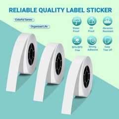 3 PCS X1 Label Maker Tape Thermal Print Laminated White 15mmx7m Roll