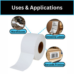 4″ x 6″ Thermal Transfer Labels White 8 Rolls/1000 Rolls Address Shipping Label