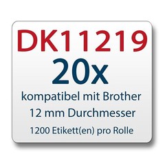 20x label comp. with Brother DK11219 diameter 12mm 1200 labels +1x holder
