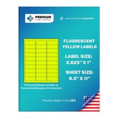 3000 Fluorescent Yellow 2.625″ x 1″ Neon Color Address Labels 30 per sheet