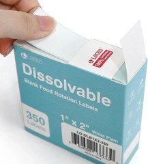 350 Stickers Dissolvable Food Labels 1X2 Inch for Containers 350 Labels per Roll