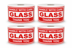 3×5 Glass Handle with Care Thank You Labels Peel & Stick 1 Roll of 500