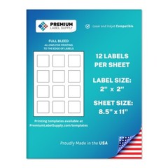 12000 Premium 2″ x 2″ square stickers / Labels – with bleed – 12 per sheet