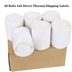 40 Rolls 4×6 Direct Thermal Shipping Labels for Zebra 2844 Eltron ZP450 Labels