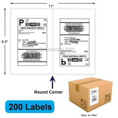 200 Mailing Shipping Labels 8.5″x5.5″ Round Corner Half Sheet Self Adhesive US