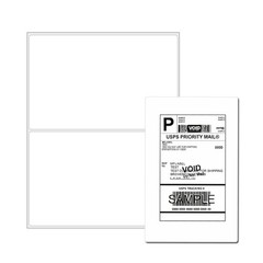 50-2000 Half Sheet Shipping Labels Page 8.5×5.5″ Self Adhesive Round 2 Per Sheet