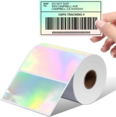 Memoking Thermal Labels, 4″ * 2″ Holographic Silver 4″x2″, Laser