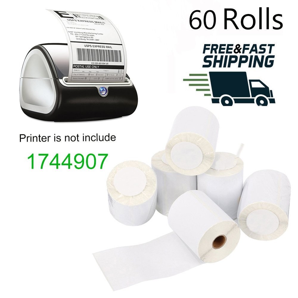 60 Rolls Direct Thermal Shipping Labels 4X6 220/Roll 1744907 Compatible Dymo 4XL