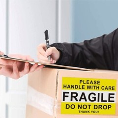500 Pcs Yellow Fragile Stickers Warning Label Large Fragile Stickers 4 x 2.5