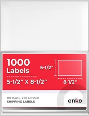 enKo – 5-1/2 x 8-1/2 Inch Label – White Blank – 2 Per Sheet Half Shipping Lab…