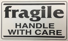 3×5-inch fragile Handle with Care Pallet Shipping Labels (WH/Blk) Adhesive 500CT