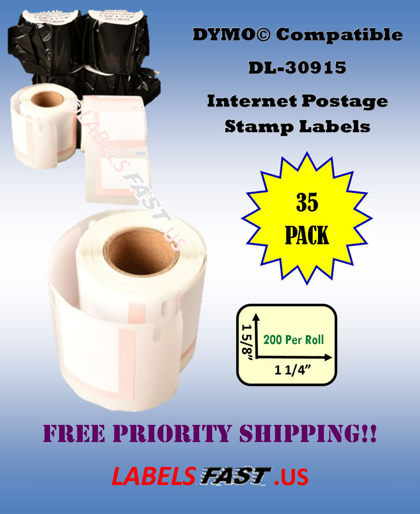 35 Rolls of 30915 LabelWriter® Dymo® Compatible Internet Postage Tag Name Badges