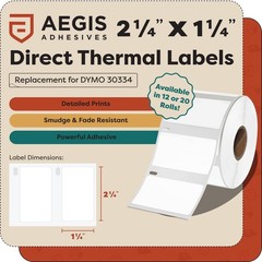 – for DYMO 30334 (20 Rolls, 20000 Labels) 2 1/4″ X 1 1/4″ Direct Thermal UPC …