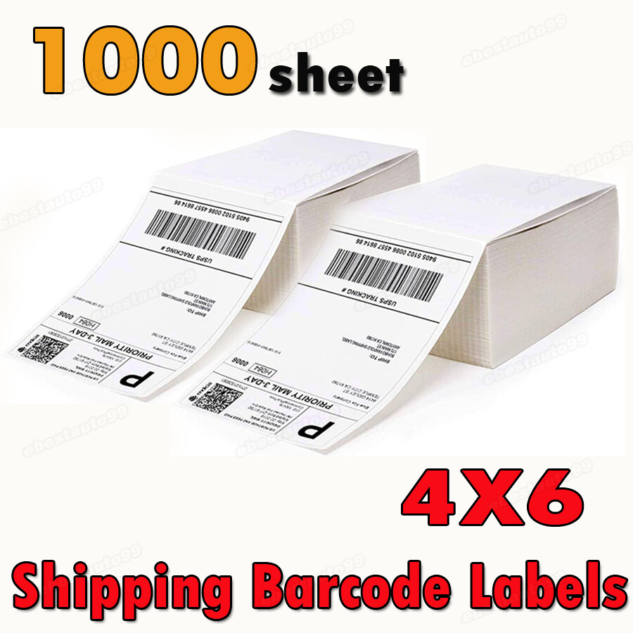 1000 4″x6″ Direct Thermal Shipping Barcode Labels for Zebra Rollo MUNBY Printers